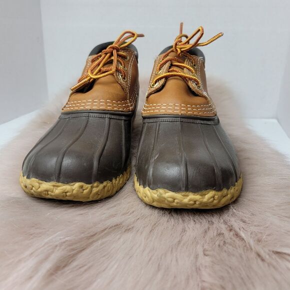 LL. Bean Women’s Boots Gumshoes Brown Leather Padded Collar Duck Shoes Size 7 - Picture 2 of 10